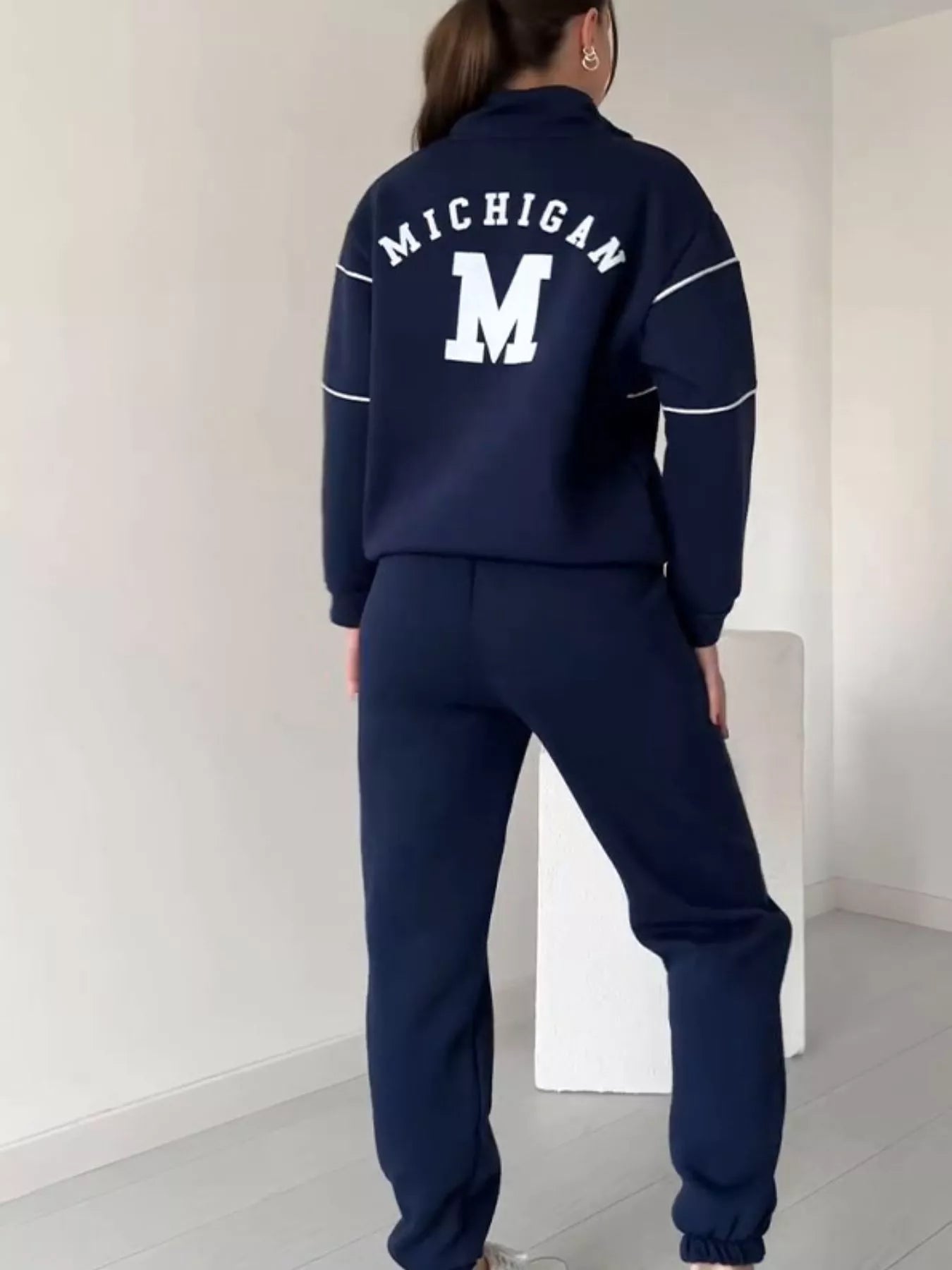 Full Size Striped Quarter Zip Top and Pants Set Plus Size - Rochelle's House LLC