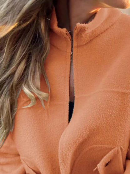 Full Size Textured Knit Zip Up Outerwear Plus Size - Rochelle's House LLC