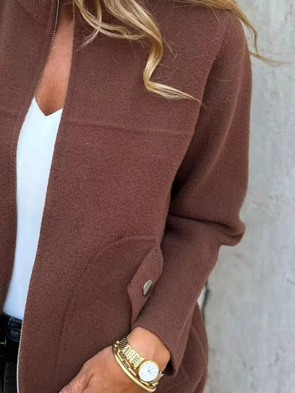 Full Size Textured Knit Zip Up Outerwear Plus Size - Rochelle's House LLC