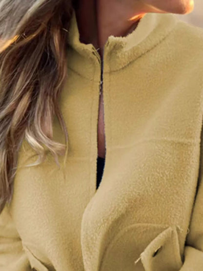 Full Size Textured Knit Zip Up Outerwear Plus Size - Rochelle's House LLC