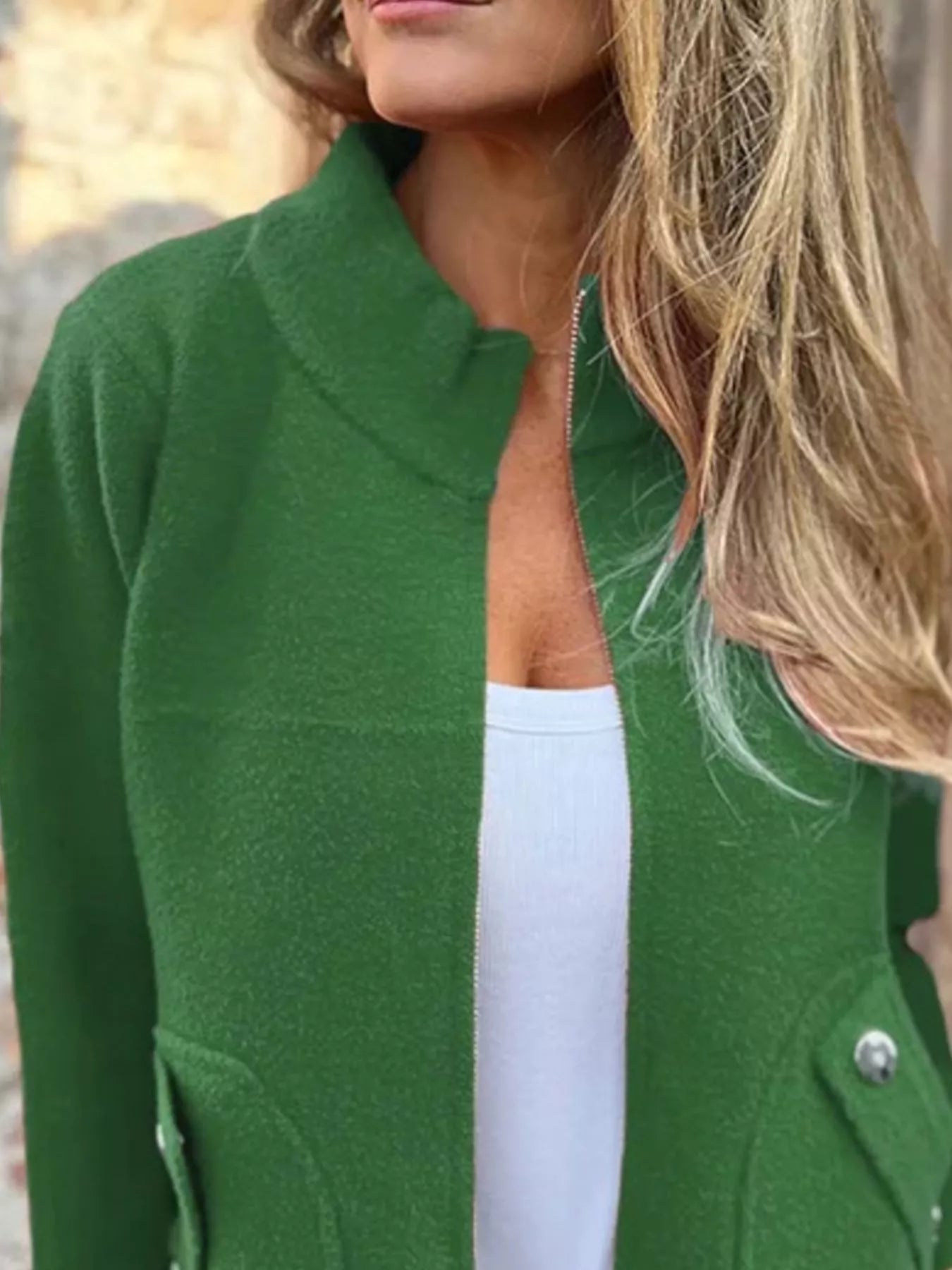 Full Size Textured Knit Zip Up Outerwear Plus Size - Rochelle's House LLC