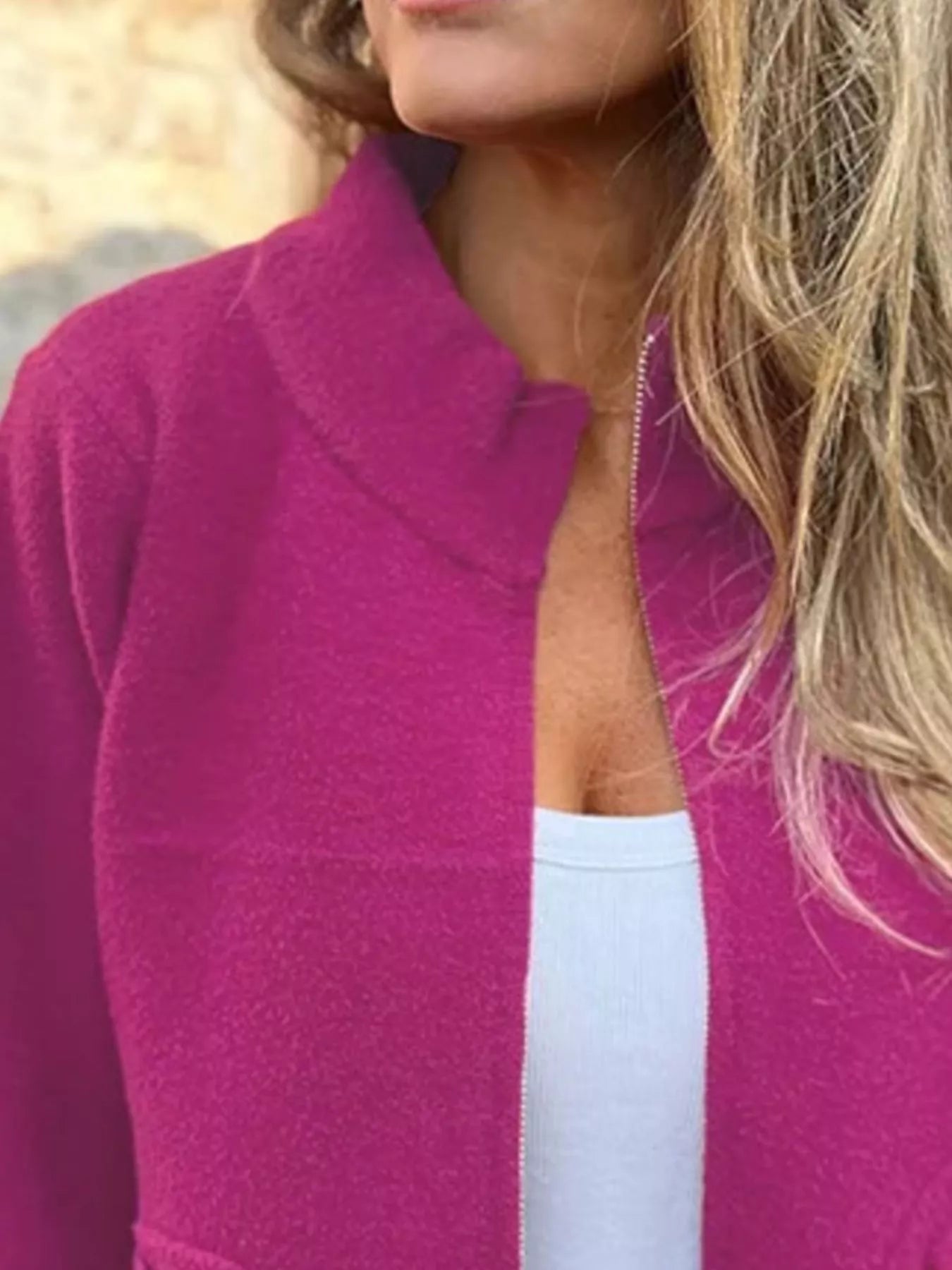 Full Size Textured Knit Zip Up Outerwear Plus Size - Rochelle's House LLC