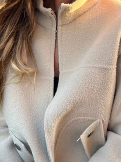 Full Size Textured Knit Zip Up Outerwear Plus Size - Rochelle's House LLC