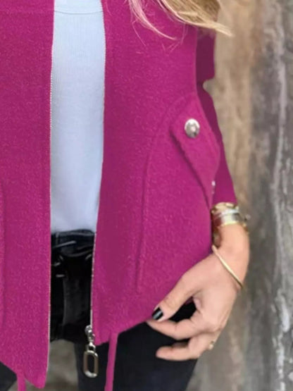 Full Size Textured Knit Zip Up Outerwear Plus Size - Rochelle's House LLC