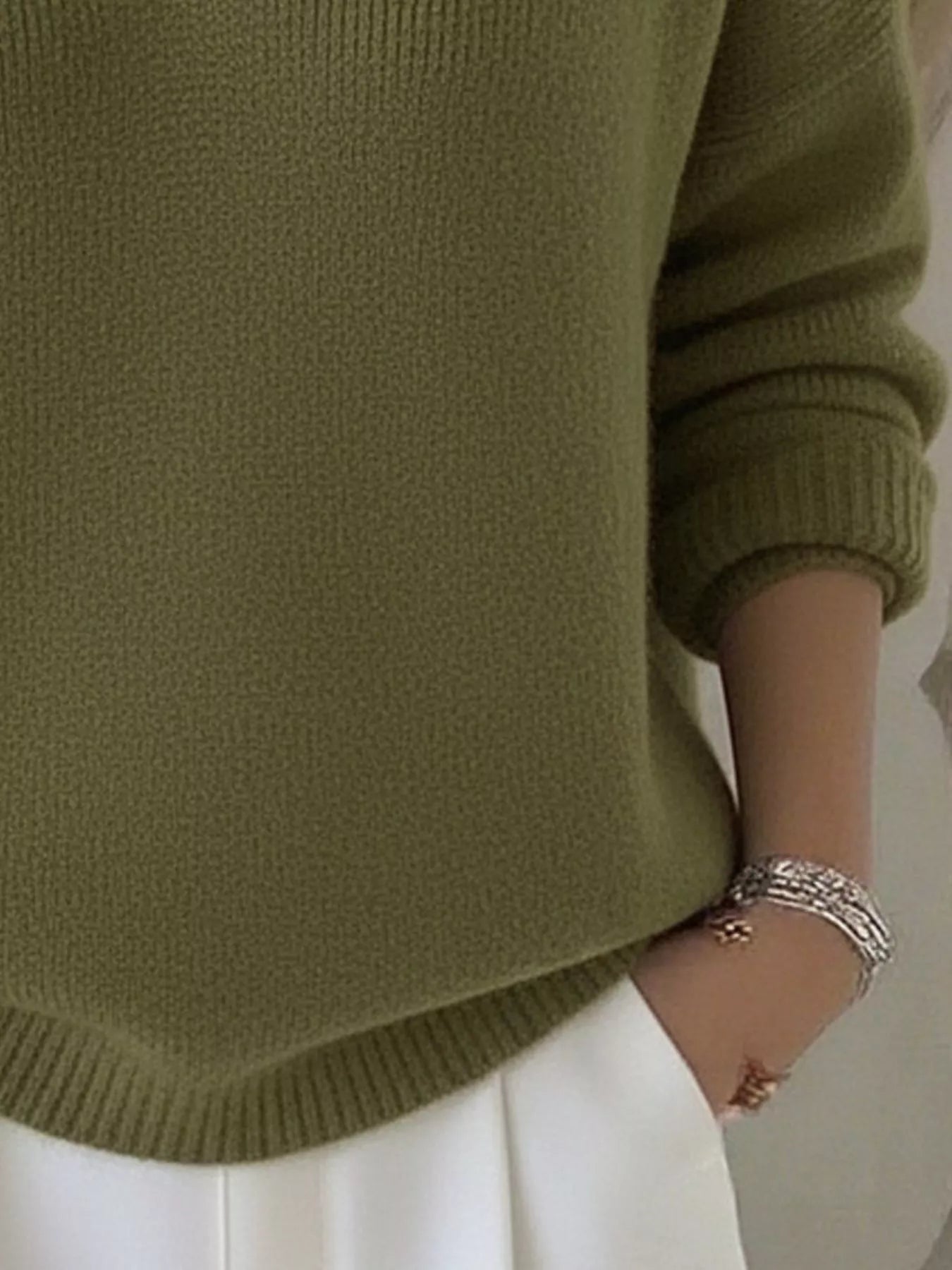 Full Size V - Neck Long Sleeve Sweater Plus Size - Rochelle's House LLC