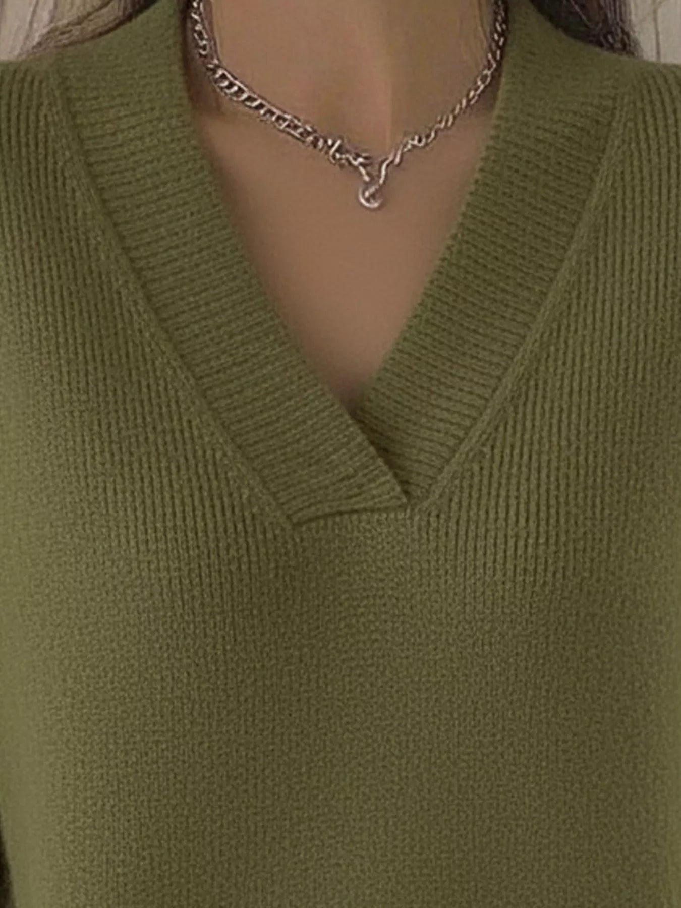 Full Size V - Neck Long Sleeve Sweater Plus Size - Rochelle's House LLC