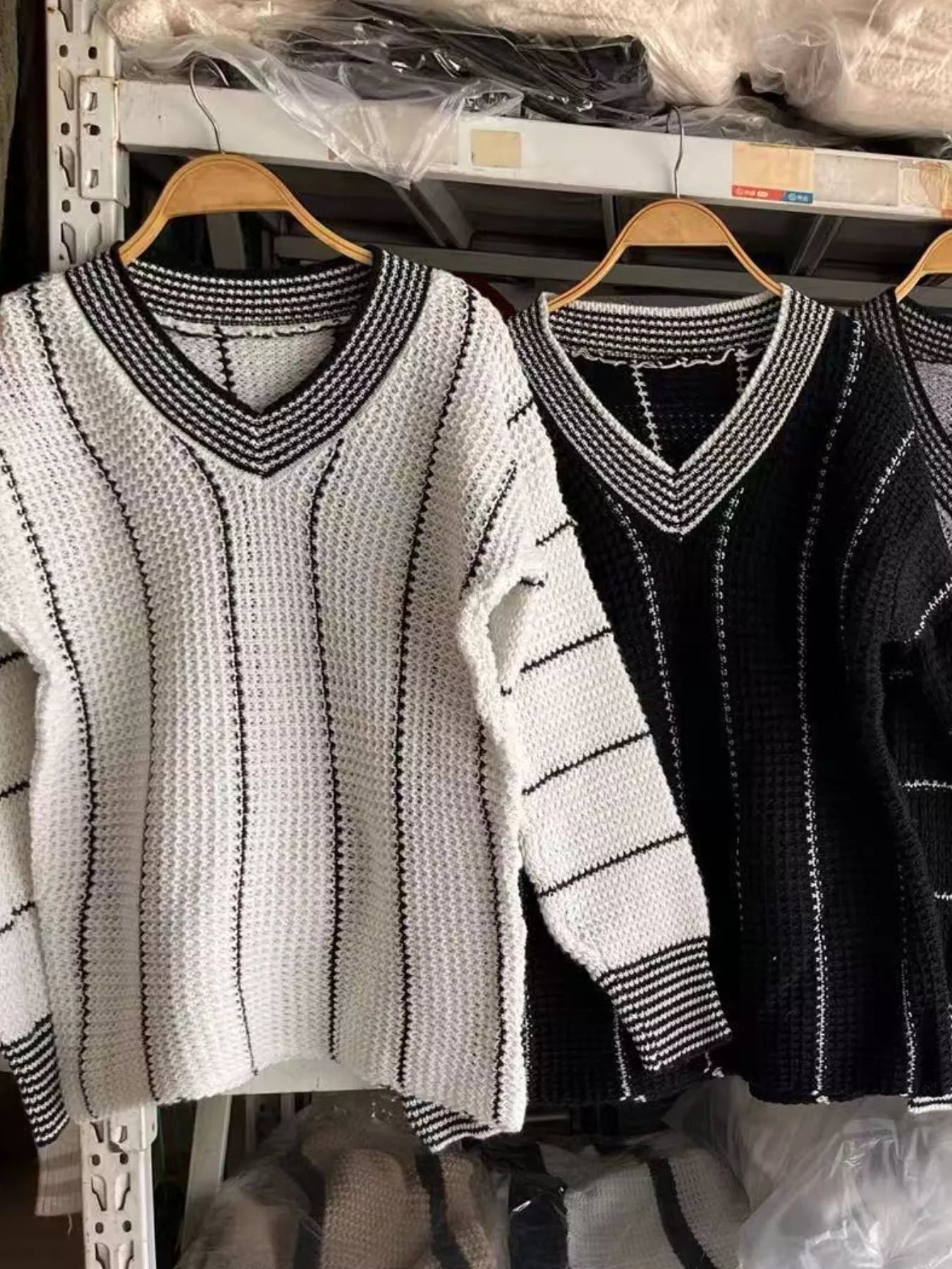 Full Size V - Neck Textured Knit Sweater Plus Size - Rochelle's House LLC