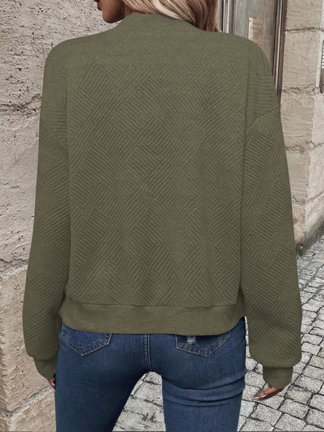 Full Size Zip Up Long Sleeve Textured Jacket Plus Size - Rochelle's House LLC