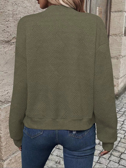 Full Size Zip Up Long Sleeve Textured Jacket Plus Size - Rochelle's House LLC