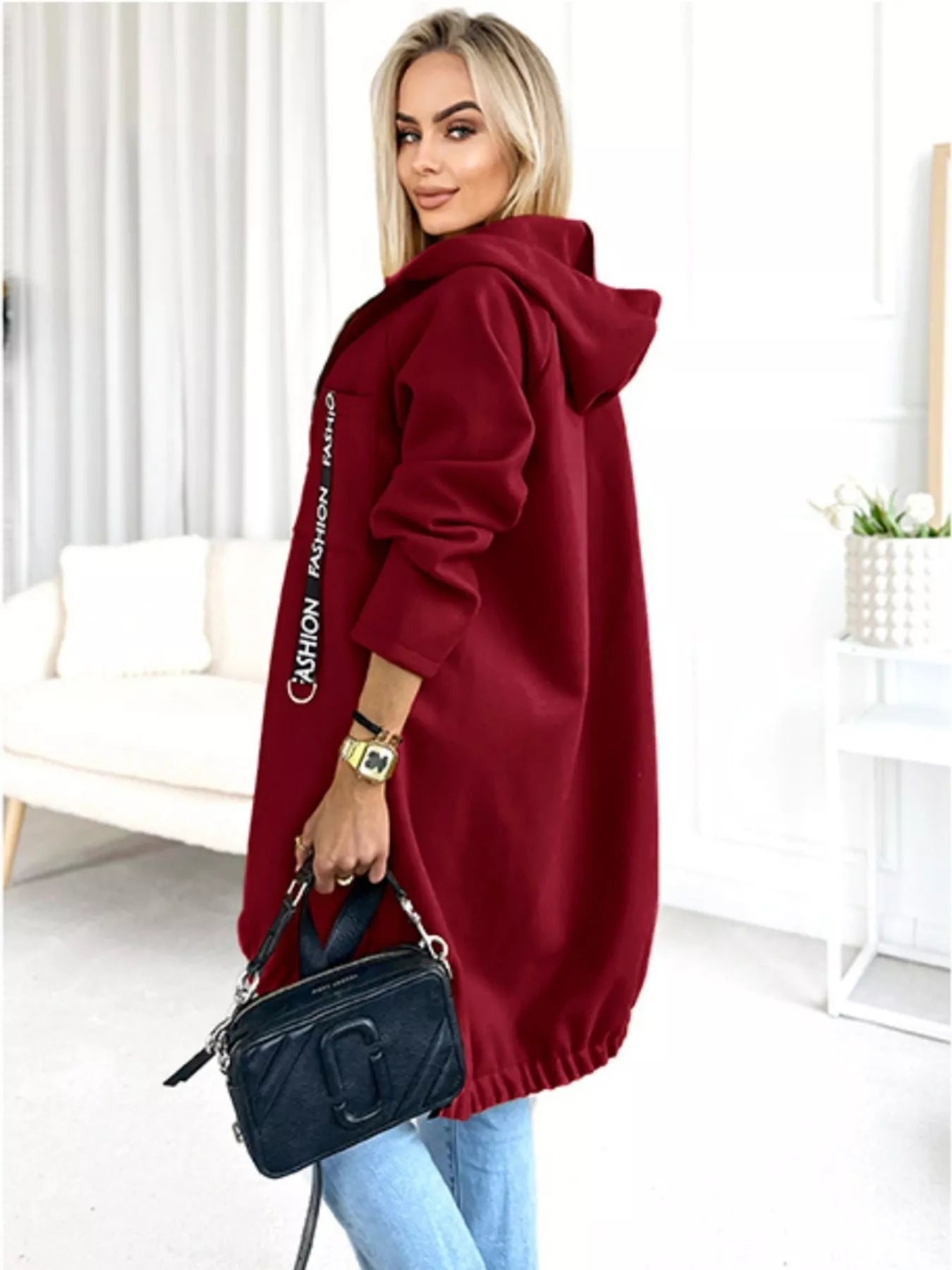 Full Size Zip Up Longline Hooded Outerwear Plus Size - Rochelle's House LLC