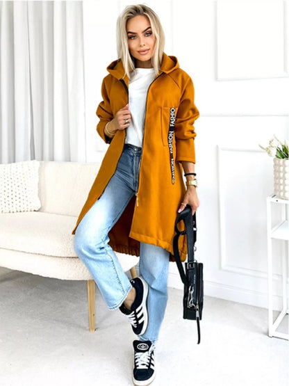 Full Size Zip Up Longline Hooded Outerwear Plus Size - Rochelle's House LLC