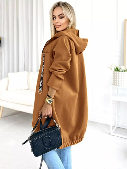 Full Size Zip Up Longline Hooded Outerwear Plus Size - Rochelle's House LLC