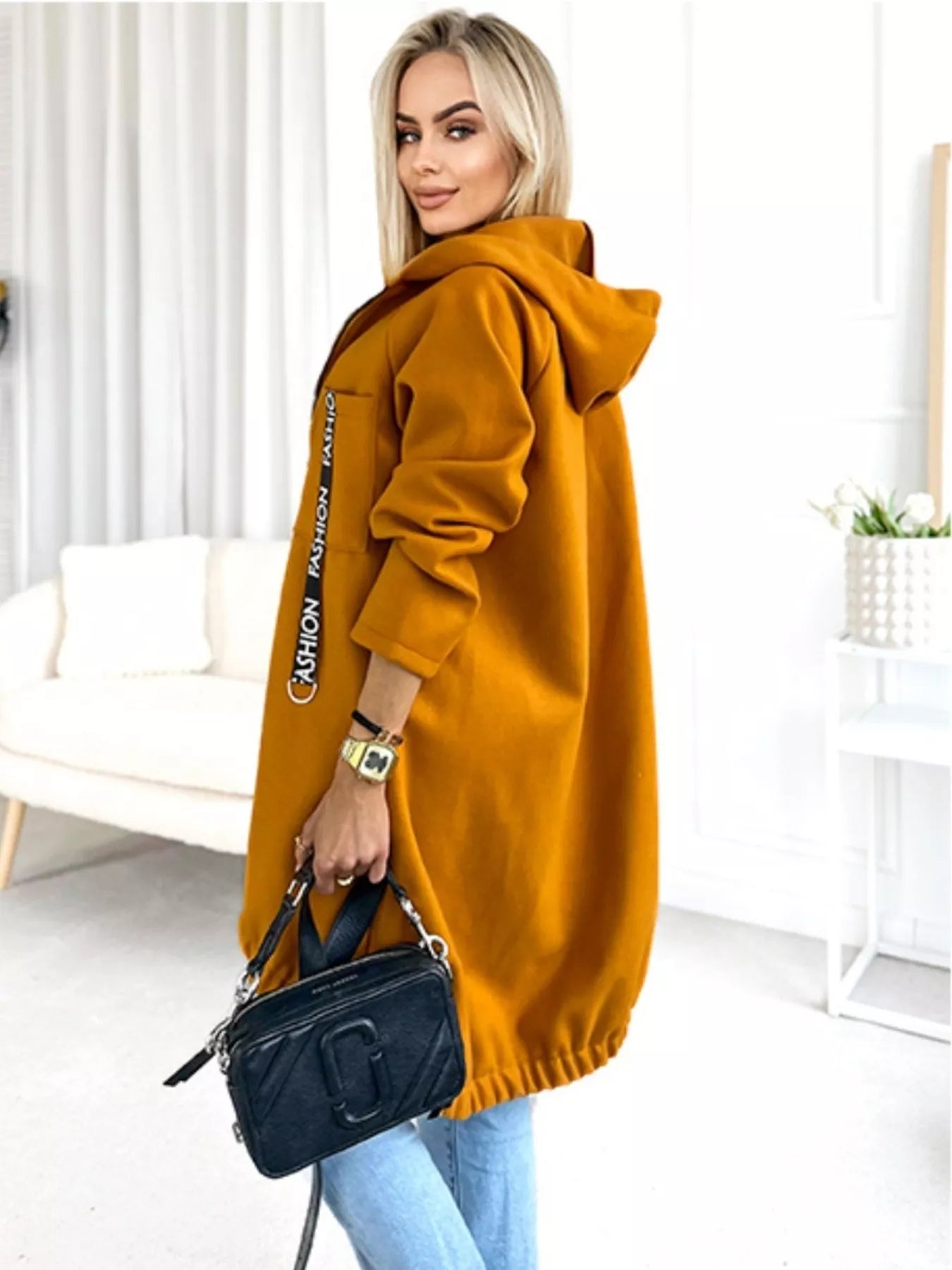 Full Size Zip Up Longline Hooded Outerwear Plus Size - Rochelle's House LLC