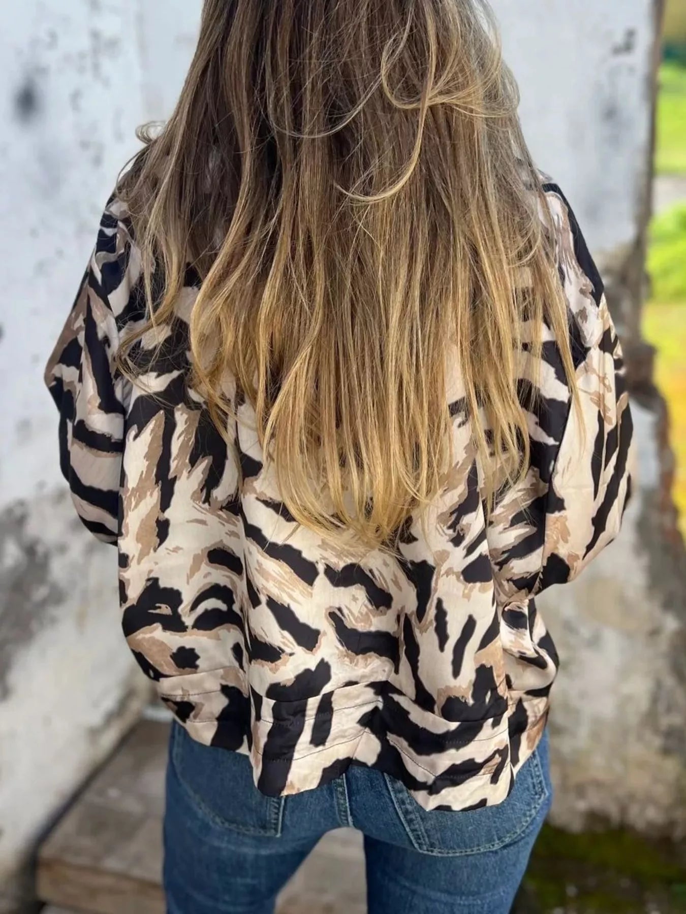 Full Size Zip Up Zebra Print Bomber Jacket Plus Size - Rochelle's House LLC