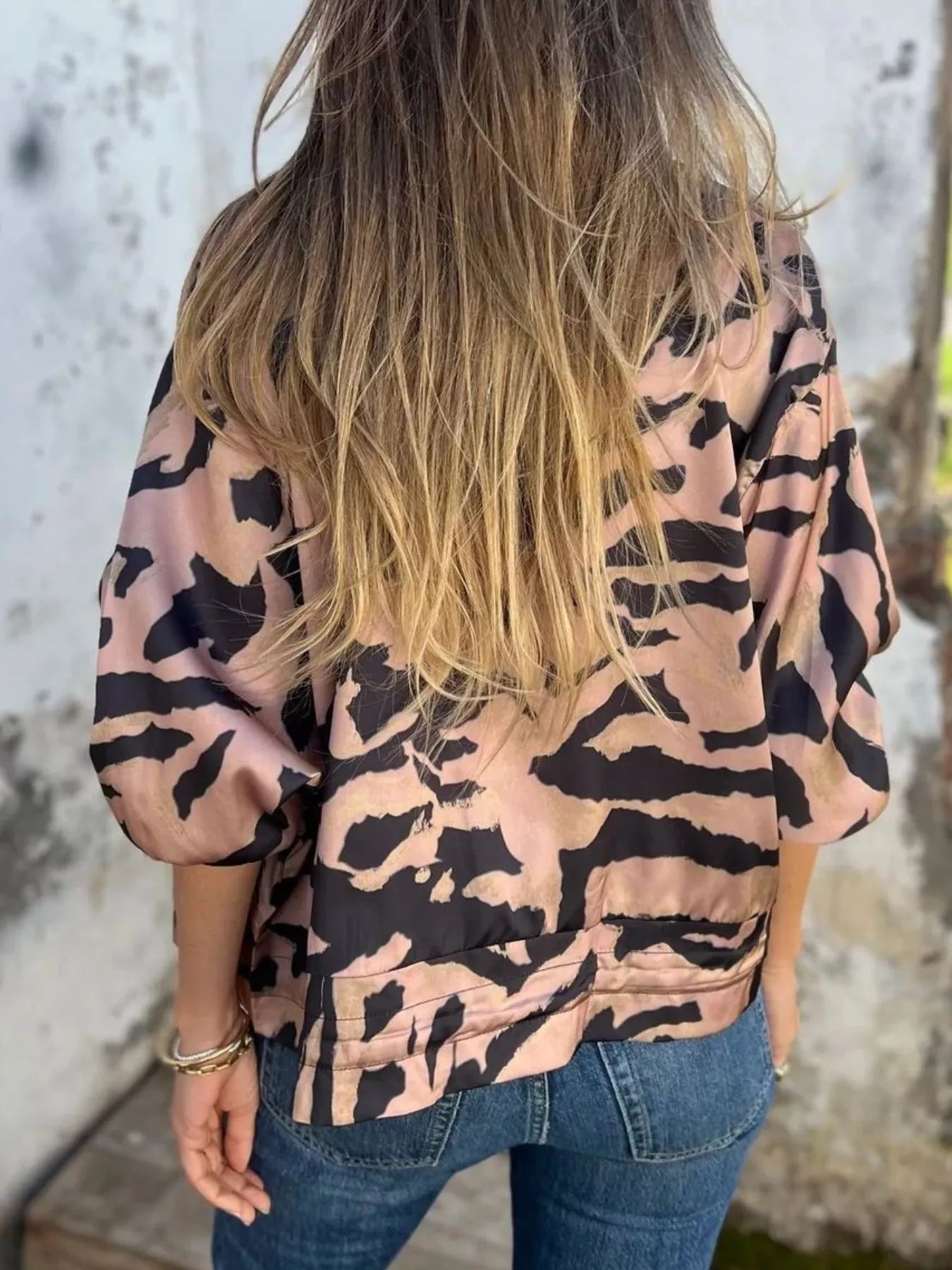 Full Size Zip Up Zebra Print Bomber Jacket Plus Size - Rochelle's House LLC