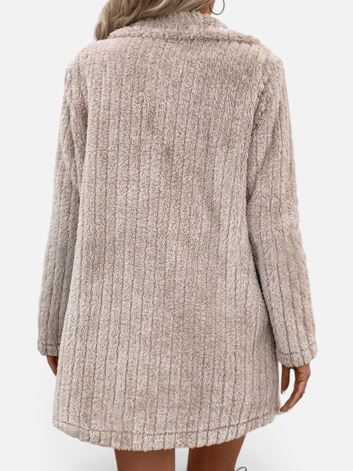 Fuzzy Button Up Long Sleeve Coat with Pockets - Rochelle's House LLC