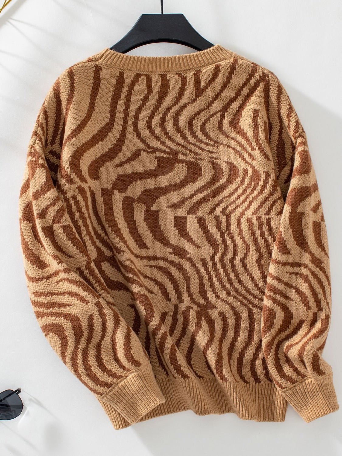Geometric Round Neck Long Sleeve Sweater - Rochelle's House LLC