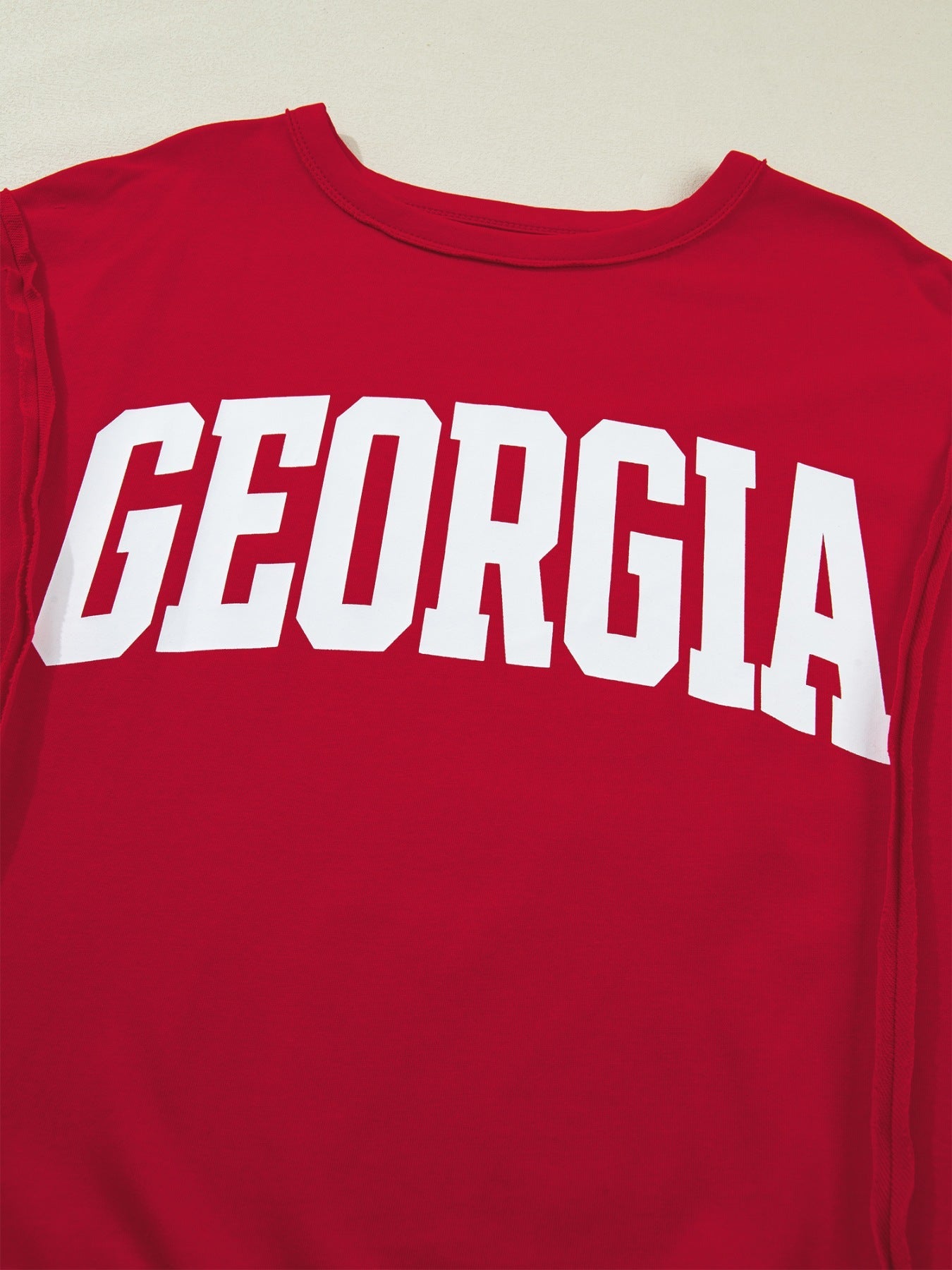 GEORGIE Letter Raw Seam Drop Shoulder Loose Tee - Rochelle's House LLC