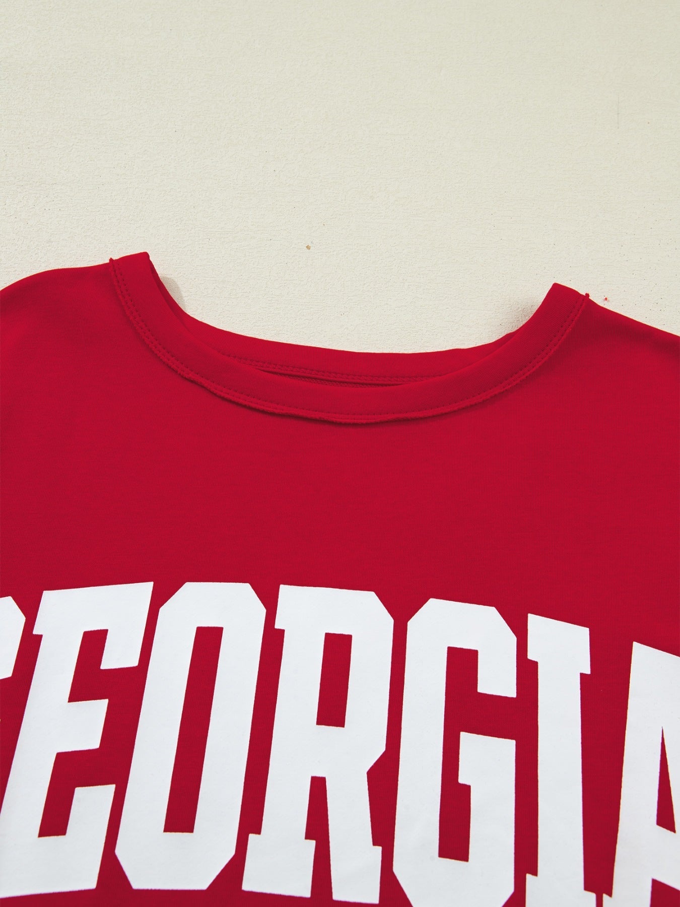 GEORGIE Letter Raw Seam Drop Shoulder Loose Tee - Rochelle's House LLC