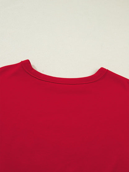 GEORGIE Letter Raw Seam Drop Shoulder Loose Tee - Rochelle's House LLC