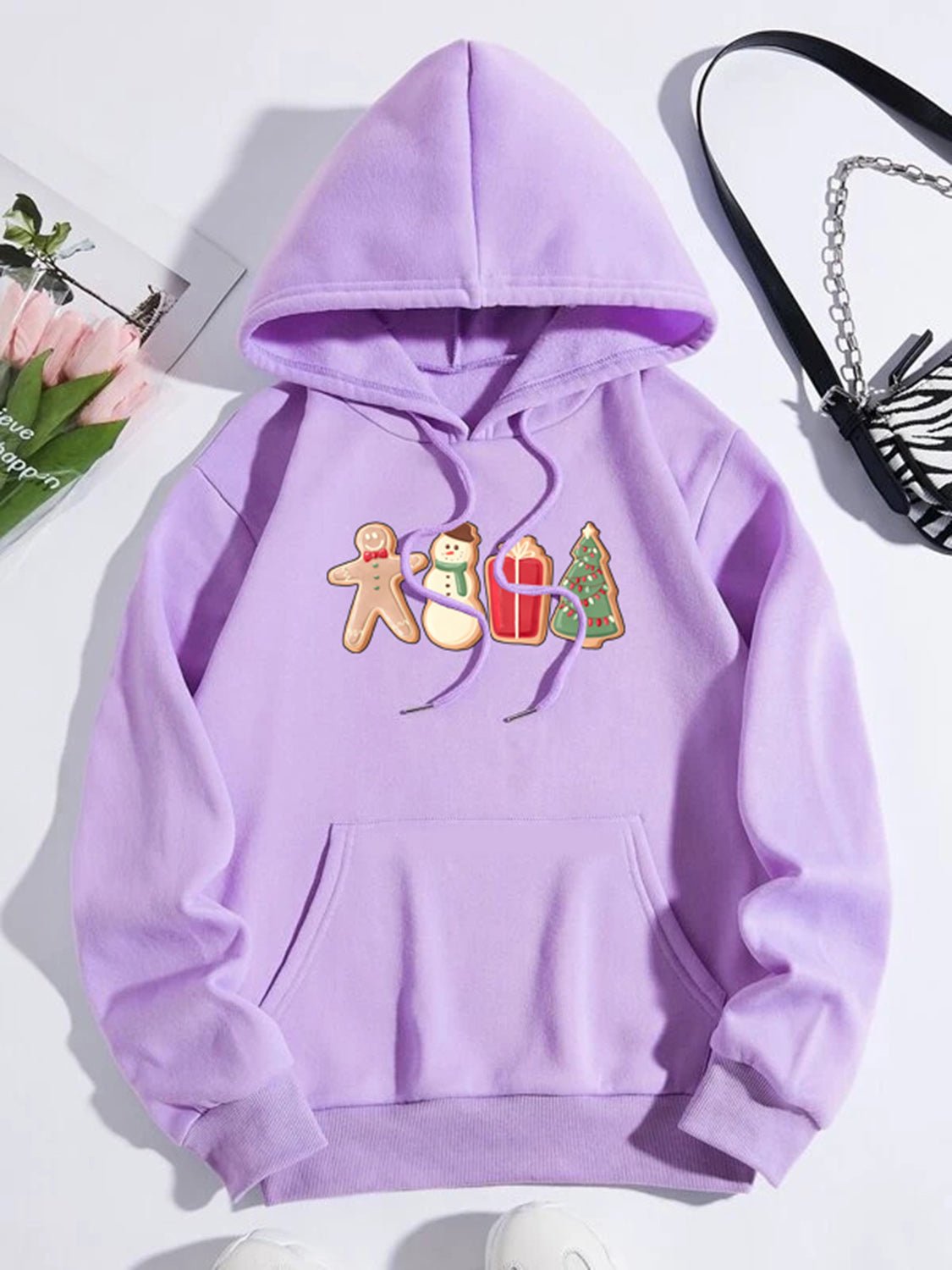 Graphic Drawstring Hoodie with Pocket - Rochelle's House LLC