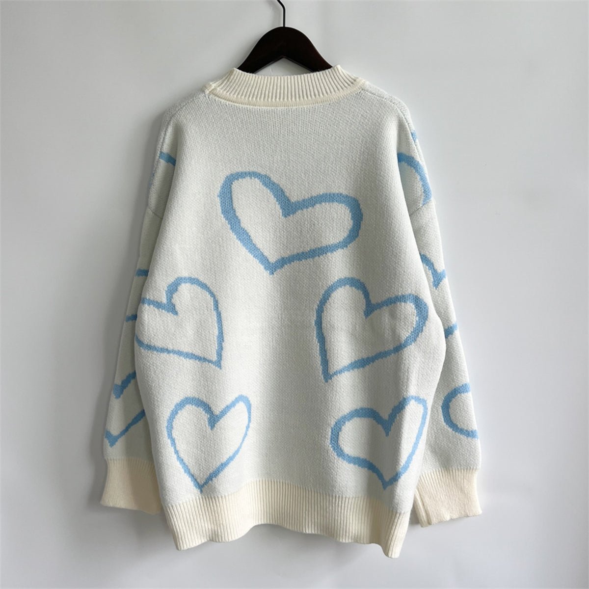 Heart Pattern Long Sleeve Sweater - Rochelle's House LLC