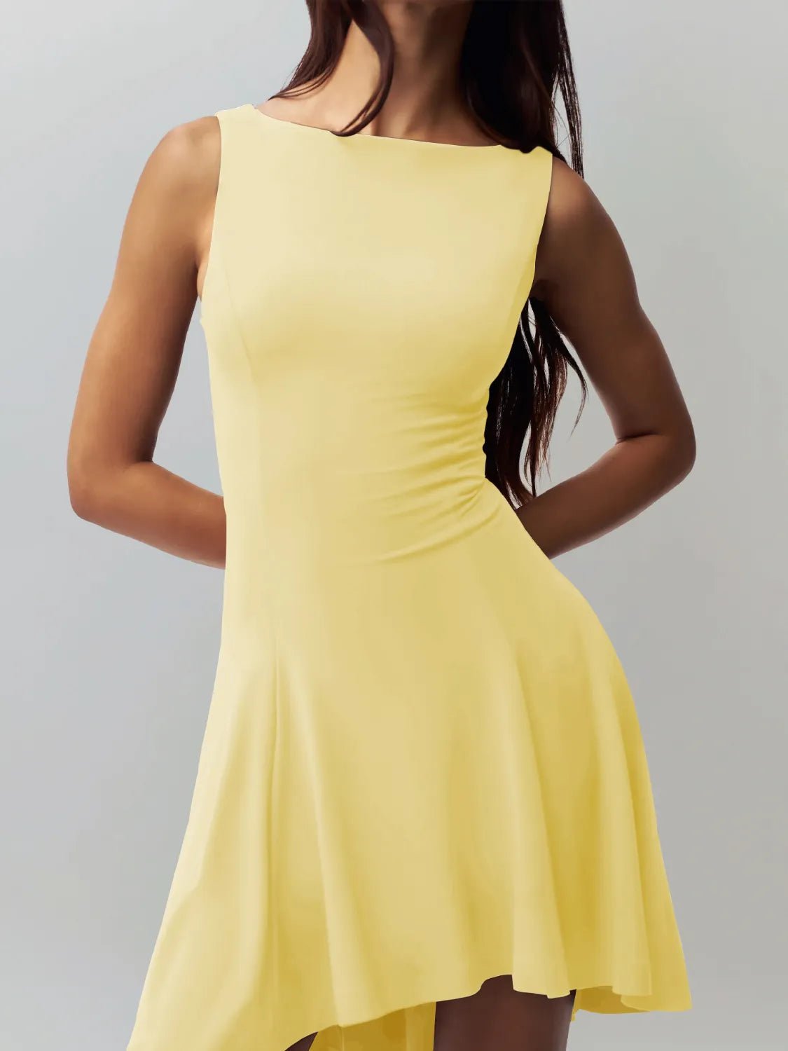 Side view of product highlighting flattering shape and movement