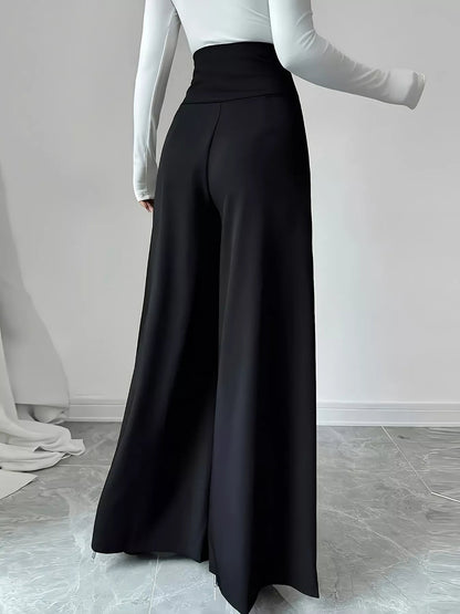 High Waist Wide Leg Button Decor Pants - Rochelle's House LLC