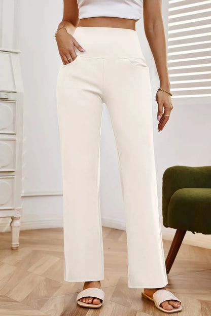 High Waist Wide Leg Pants with Pockets - Rochelle's House LLC