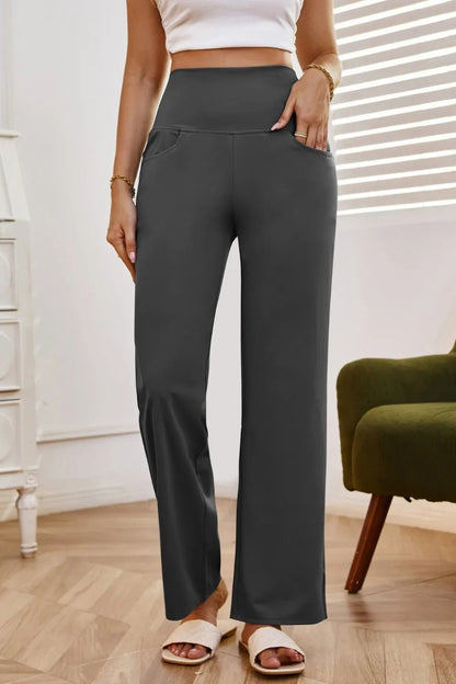 High Waist Wide Leg Pants with Pockets - Rochelle's House LLC