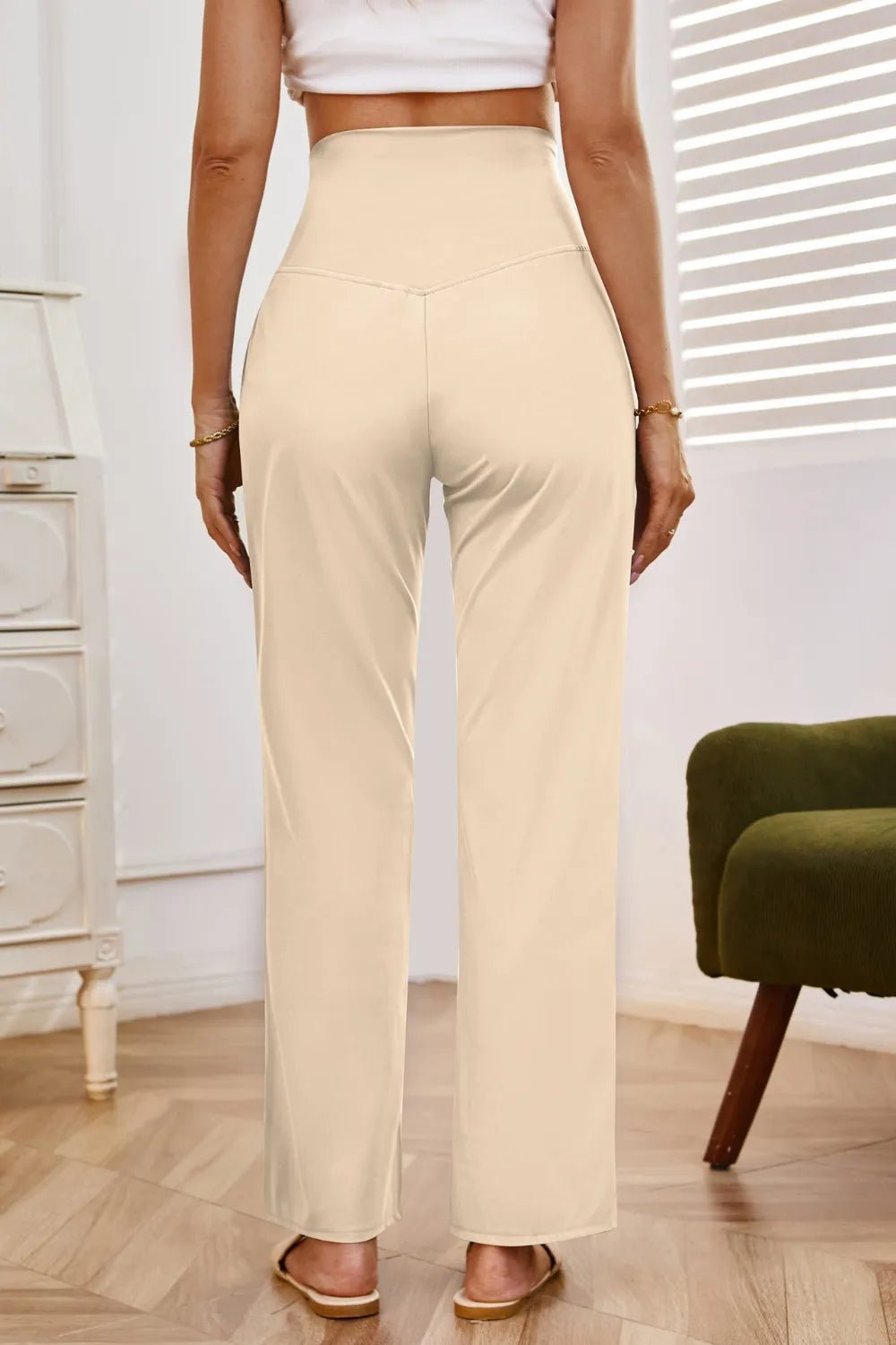 High Waist Wide Leg Pants with Pockets - Rochelle's House LLC