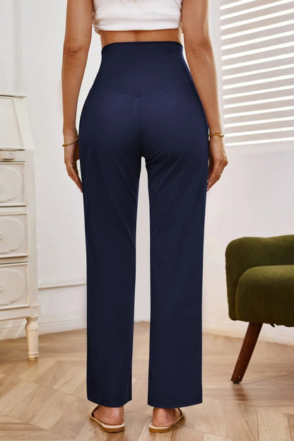 High Waist Wide Leg Pants with Pockets - Rochelle's House LLC