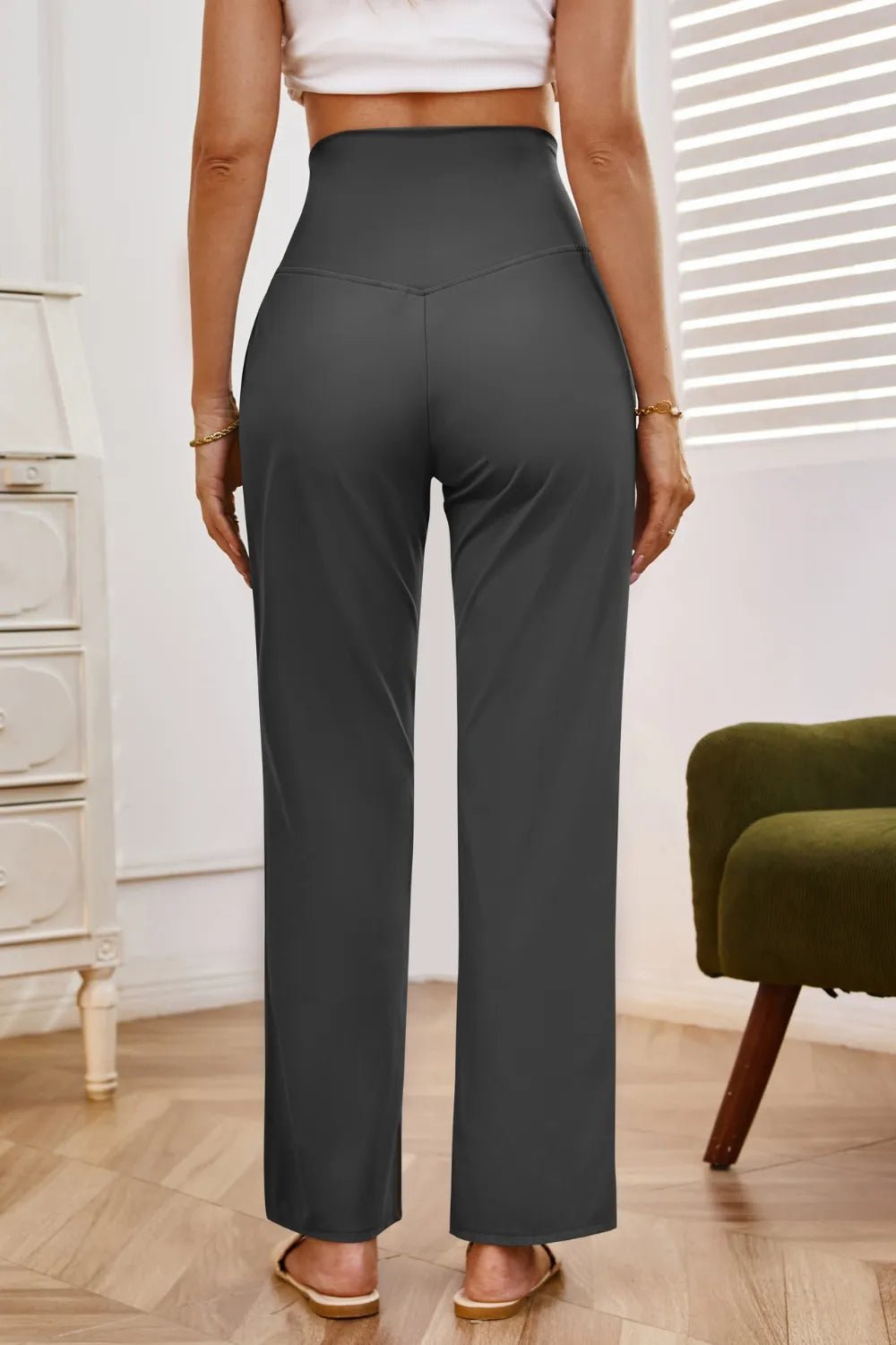 High Waist Wide Leg Pants with Pockets - Rochelle's House LLC