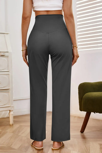 High Waist Wide Leg Pants with Pockets - Rochelle's House LLC