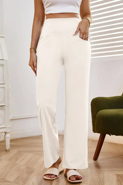 High Waist Wide Leg Pants with Pockets - Rochelle's House LLC