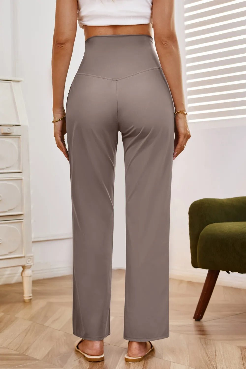 High Waist Wide Leg Pants with Pockets - Rochelle's House LLC