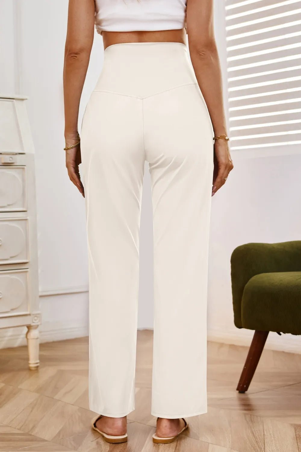 High Waist Wide Leg Pants with Pockets - Rochelle's House LLC