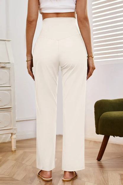 High Waist Wide Leg Pants with Pockets - Rochelle's House LLC