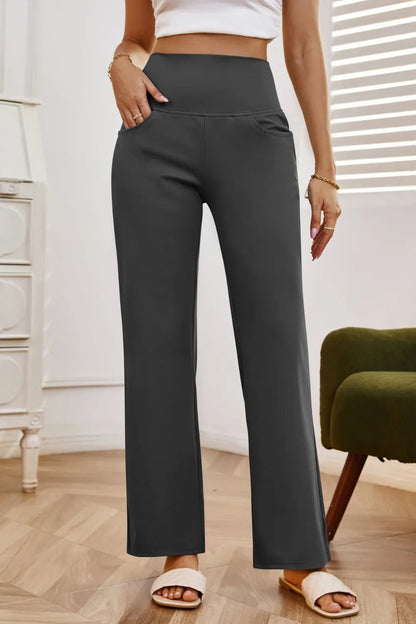 High Waist Wide Leg Pants with Pockets - Rochelle's House LLC