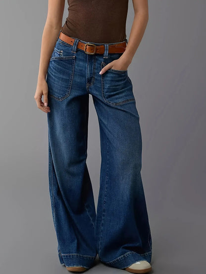 High Waist Wide Leg Wash Jeans - Rochelle's House LLC