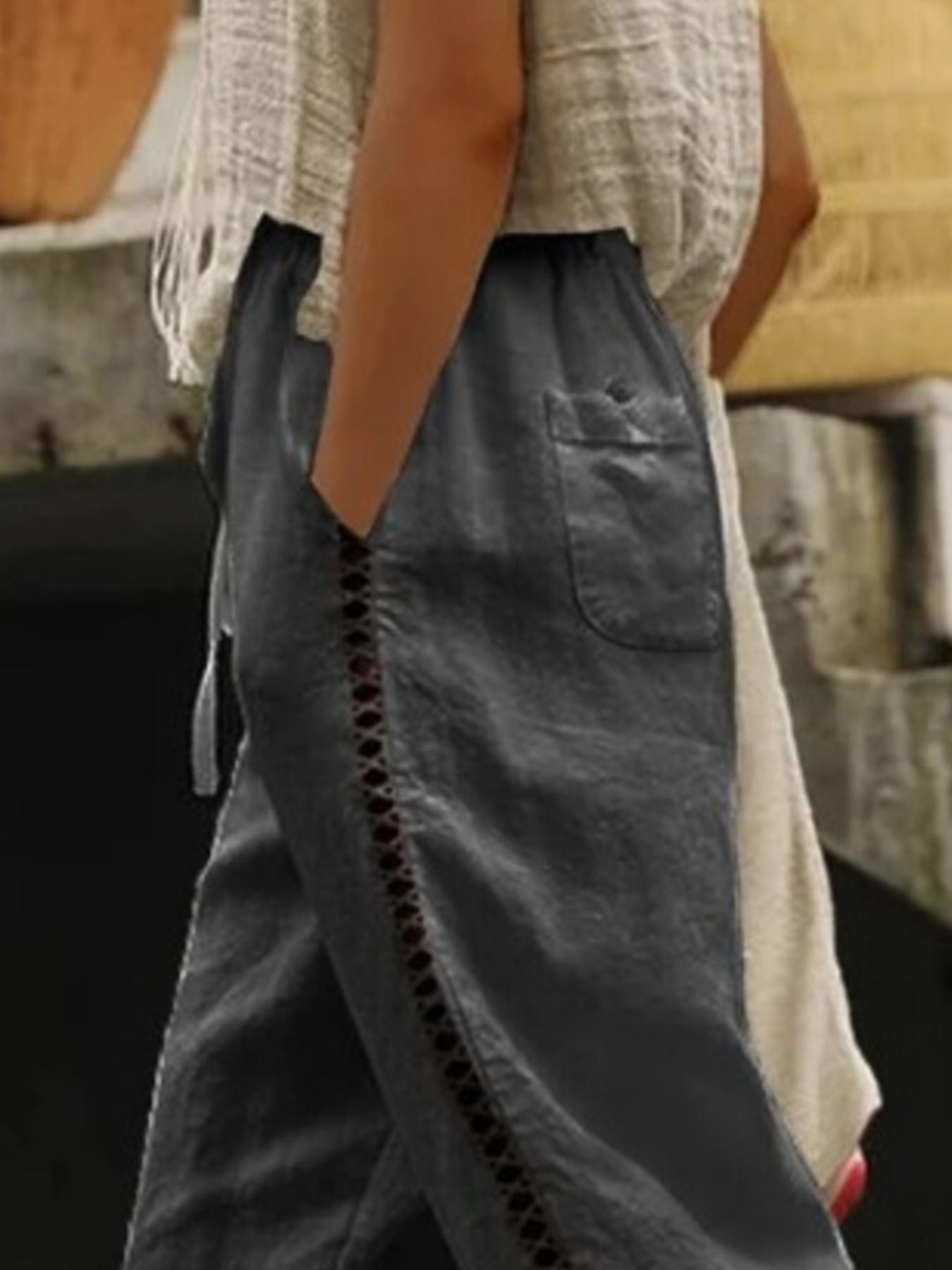 Hollow Out Trim Cropped Pants - Rochelle's House LLC