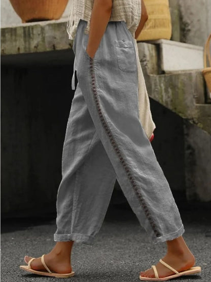 Hollow Out Trim Cropped Pants - Rochelle's House LLC