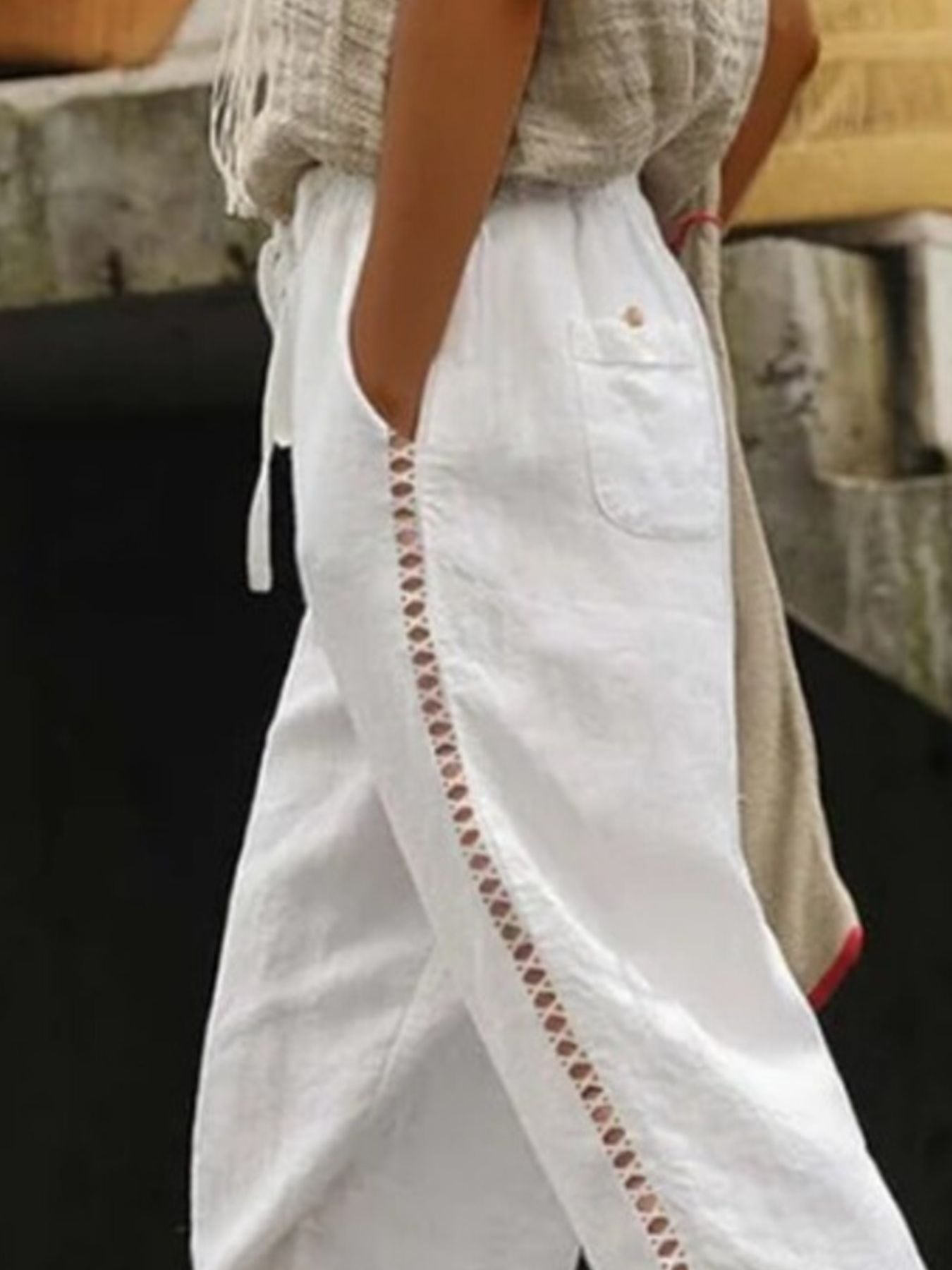 Hollow Out Trim Cropped Pants - Rochelle's House LLC