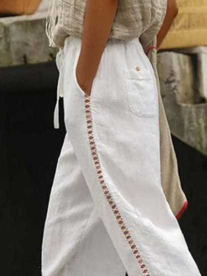 Hollow Out Trim Cropped Pants - Rochelle's House LLC