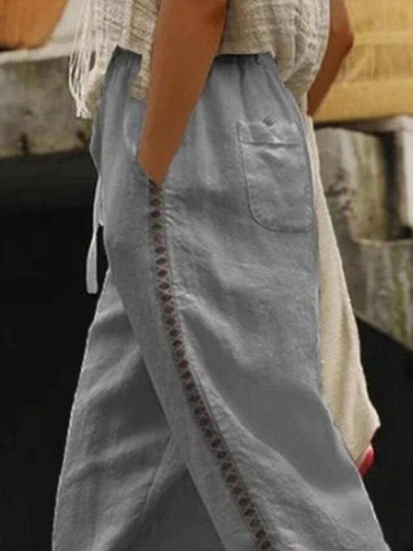 Hollow Out Trim Cropped Pants - Rochelle's House LLC