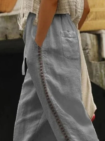 Hollow Out Trim Cropped Pants - Rochelle's House LLC