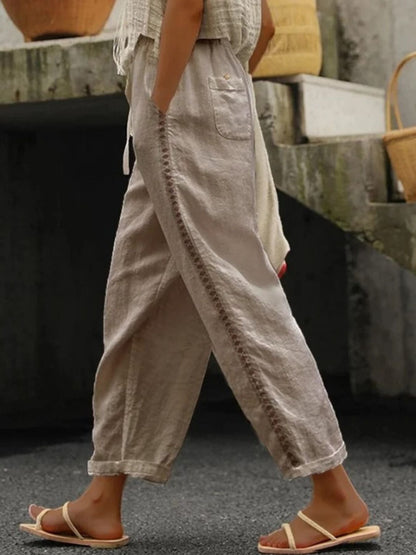 Hollow Out Trim Cropped Pants - Rochelle's House LLC