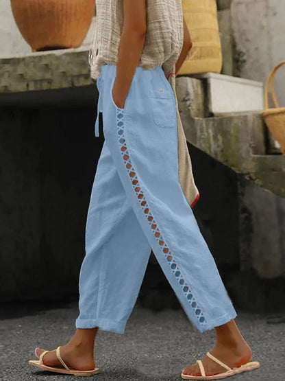 Hollow Out Trim Cropped Pants - Rochelle's House LLC