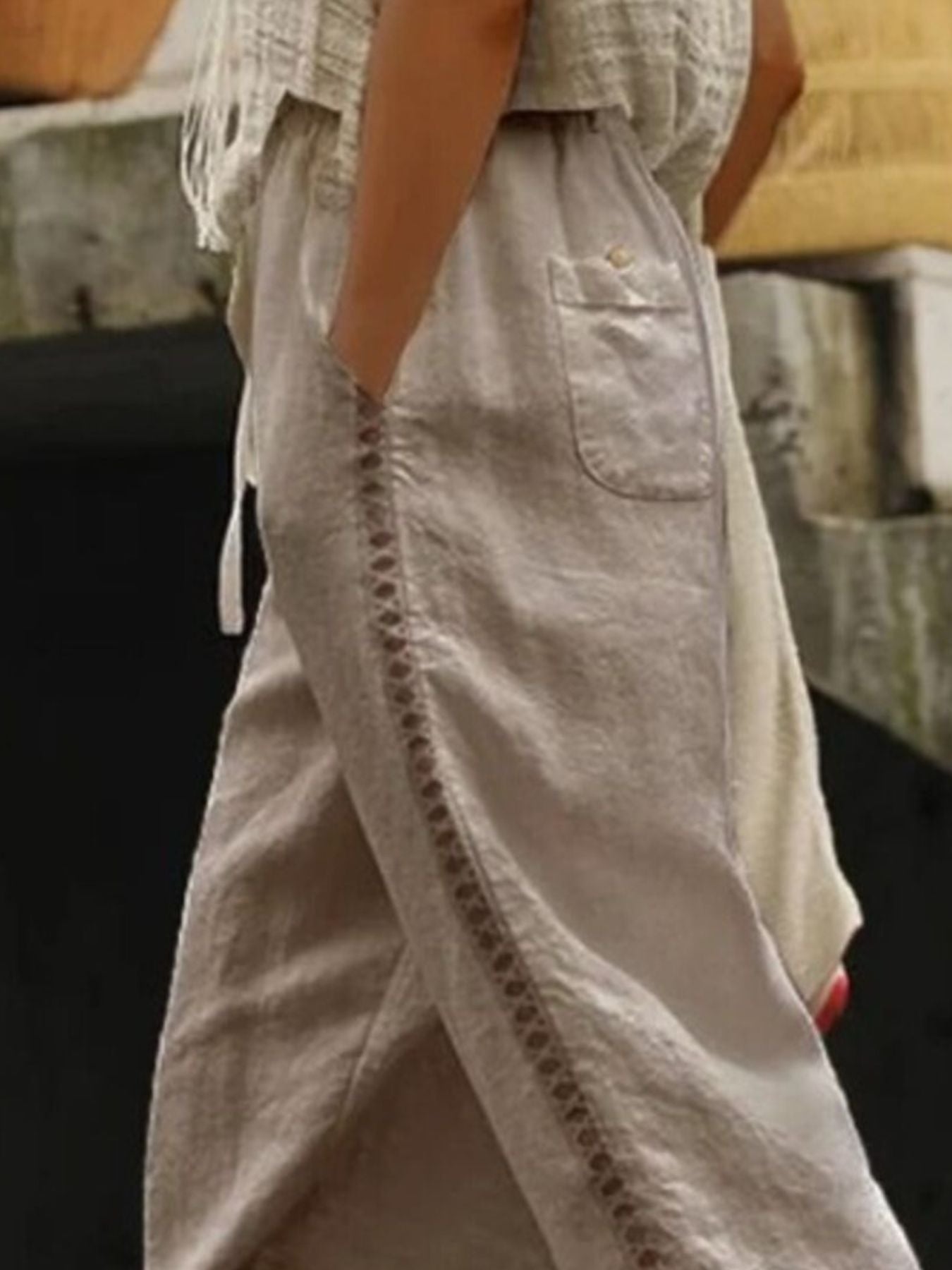 Hollow Out Trim Cropped Pants - Rochelle's House LLC