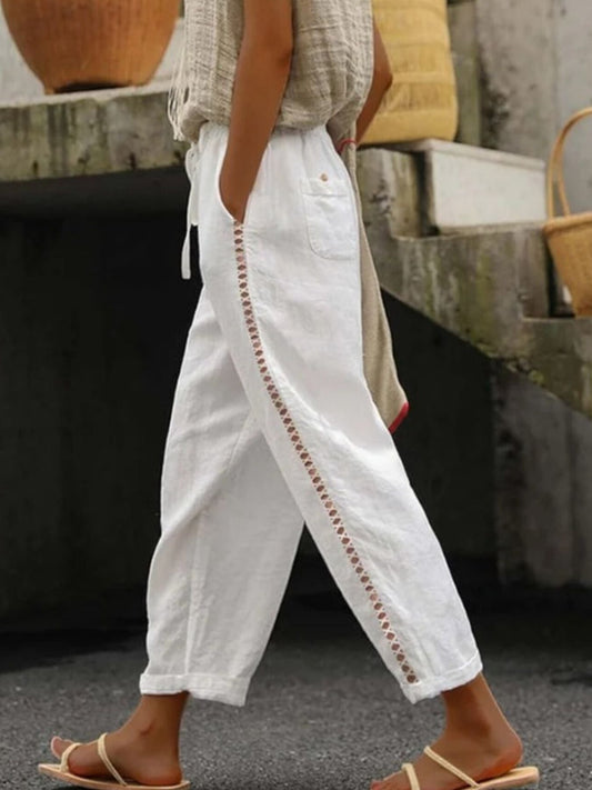 Hollow Out Trim Cropped Pants - Rochelle's House LLC